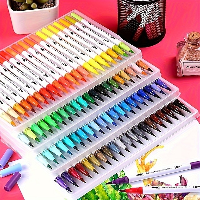  12/24/36/48/60//72/100/120 farger akvarell penselpenn farger markør penner maleri tegne kunst rekvisita
