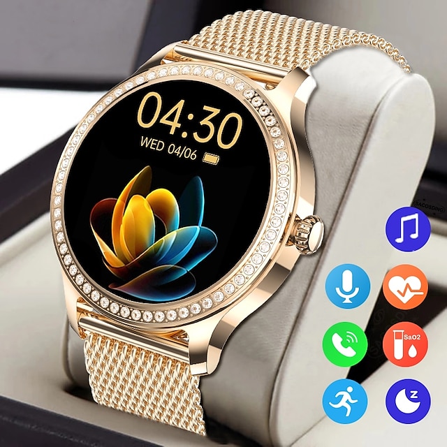  LW105 Montre intelligente 1.28 pouce Smartwatch Montre Connectée Bluetooth Podomètre Rappel d'Appel Moniteur d'Activité Compatible avec Téléphone intelligent Femme Longue Veille Mode Mains-Libres
