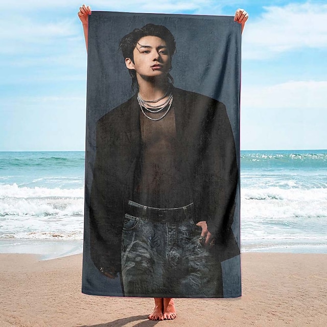  jung kook bts bts mønster strandhåndklæde strandtæppe badehåndklæde