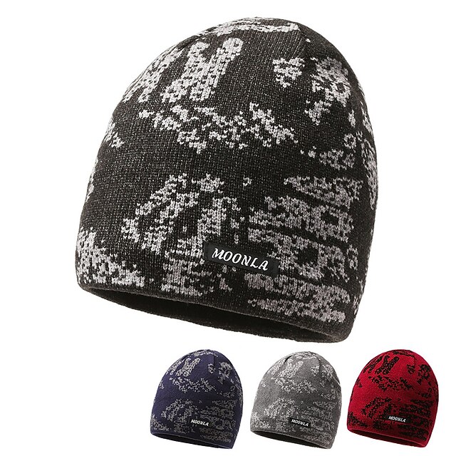 Men's Beanie Hat Winter Hats Beanies Knit Hat Black Wine Fleece Travel