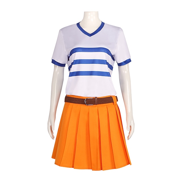  Inspirerad av One Piece Nami Animé Cosplay-kostymer Japanska Halloween Cosplay-kostymer Kjol T-shirt Midjeskärp Till Dam