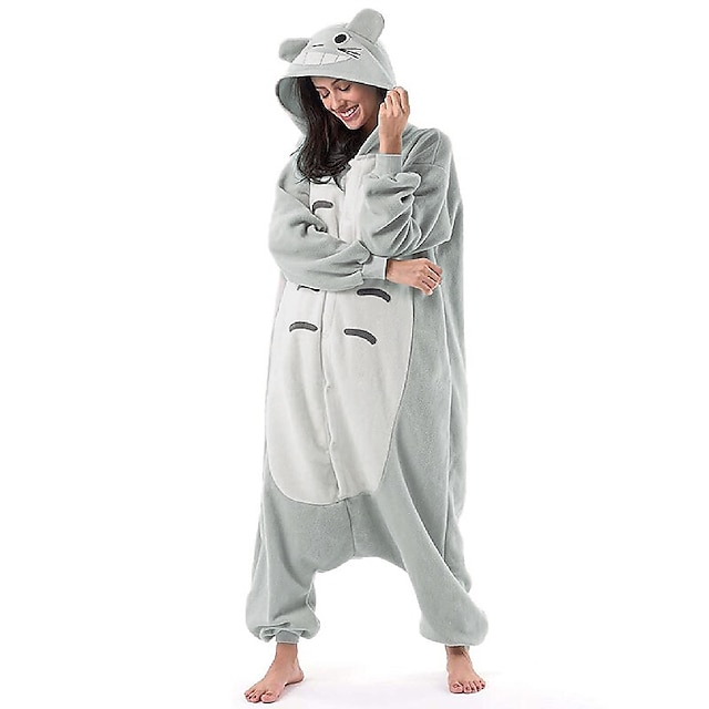  Felnőttek Kigurumi pizsama Pizsama Álcázás Macska Totoro Állatminta Kollázs Onesie pizsama Pizsamák Vicces jelmez Korall flíz Jelmez mert Férfi Női Nő Karácsony Allati Hálóruházat Rajzfilm