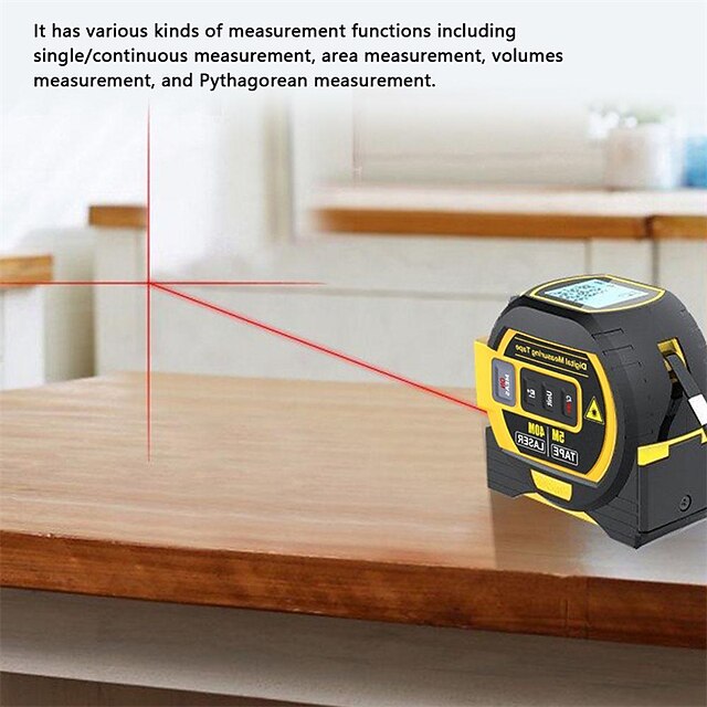 3 in 1 Laser Rangefinder 5m Tape Measure Ruler LCD Display with ...