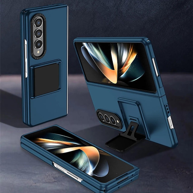  telefon Carcasă Pro Samsung Galaxy Z Fold 5 Z Fold 4 Z Fold 3 Zadní kryt se stojánkem Stojánek Matná matná Pevná barva TPU