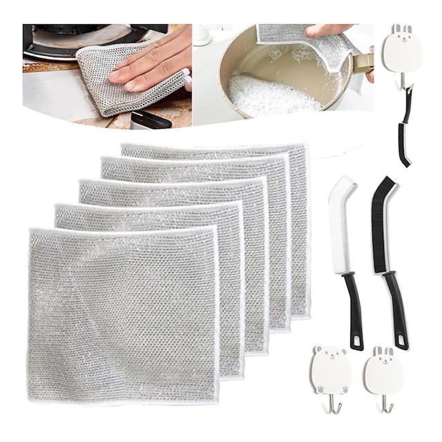 5pcs Steel Wire Dishwashing Cloth Set Multipurpose Wire Dishwashing   Vwdyvc1699437400596 