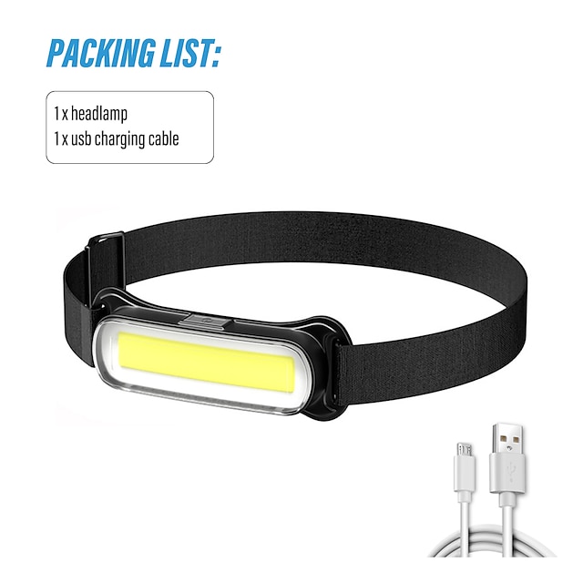  USB wiederaufladbare LED-Stirnlampe, 3 Modi, Angeln, Camping, Laterne, wasserdicht, Mini-Scheinwerfer, tragbares Flutlicht, Cob-Stirnlampe