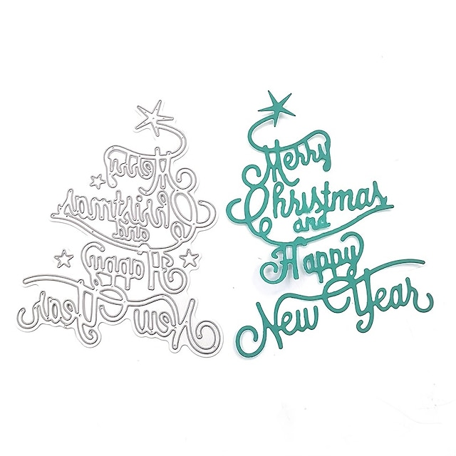  1pc メリークリスマス新年あけましておめでとうございますステンシル diy ダイカットスクラップブッキングカード作成金属切削ダイスエンボスツールカード作成用スクラップブッキングアルバム紙 diy 工芸品