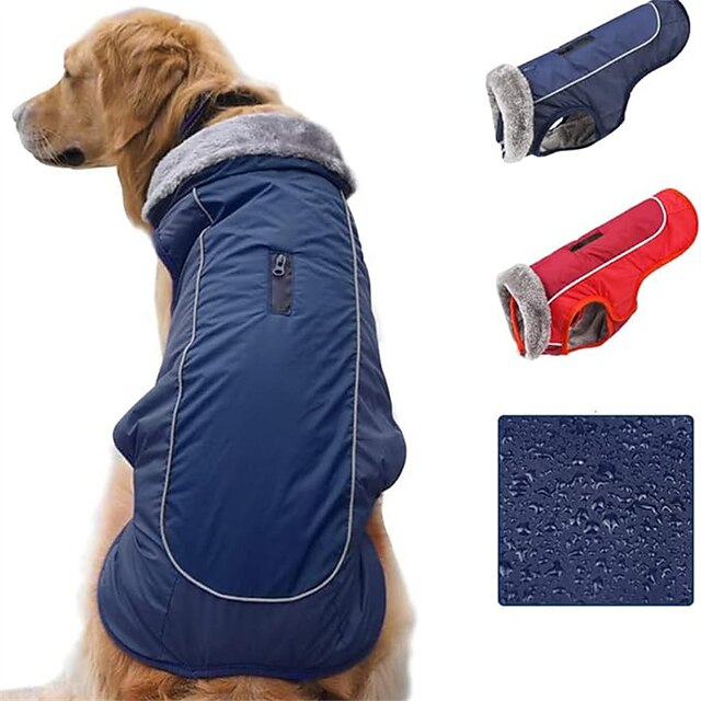  Vêtements pour animaux de compagnie, col en fourrure, vêtements pour animaux de compagnie, automne et hiver, réfléchissant, imperméable, manteau rembourré en coton, nouvelles fournitures pour animaux