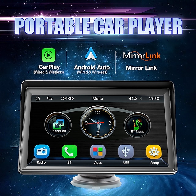  schermo universale da 7 pollici per autoradio lettore video wifi multimediale schermo carplay wireless per Apple o Android