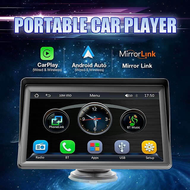  schermo universale da 7 pollici per autoradio lettore video wifi multimediale schermo carplay wireless per Apple o Android