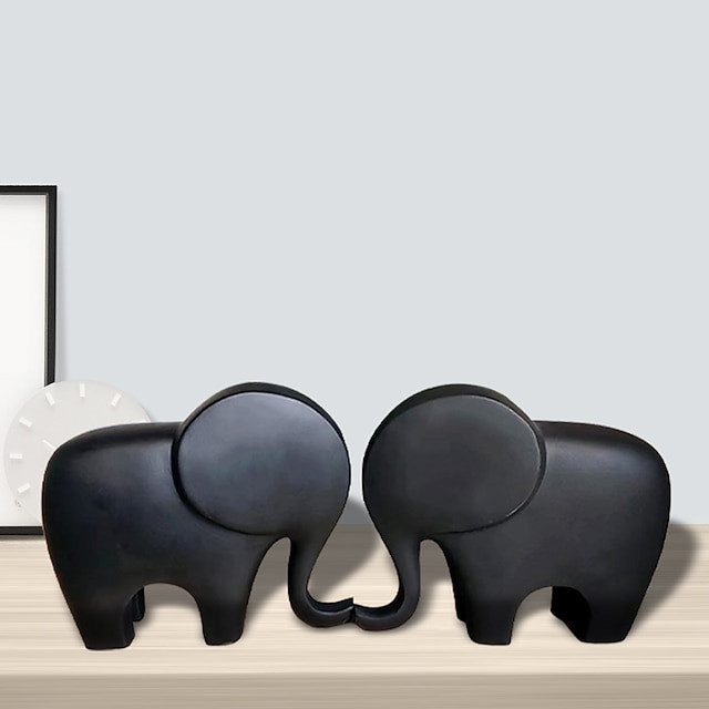  Elephant Statue Home Decor - Animal Modern Resin Collectible Sculptures, Good Luck Gifts for Women and Mom, Elephant Figurines Accent for Living Room,Office, Bedroom, Desktop, Bookshelf
