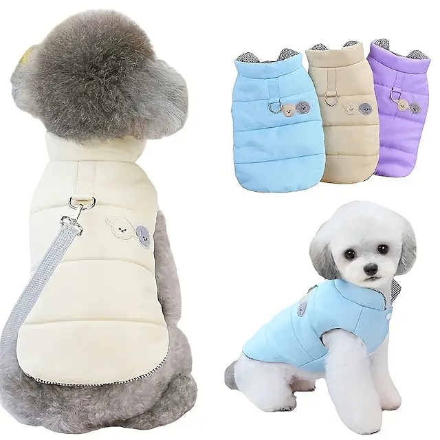  Dog Winter Clothes Puppy Warm Jacket Pet Coat For Small MediumDogs With D-ring Vest Costumes