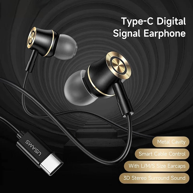 fones de ouvido intra-auriculares premium tipo c - som estéreo hifi & controle de cabo inteligente para samsung & dispositivos Android