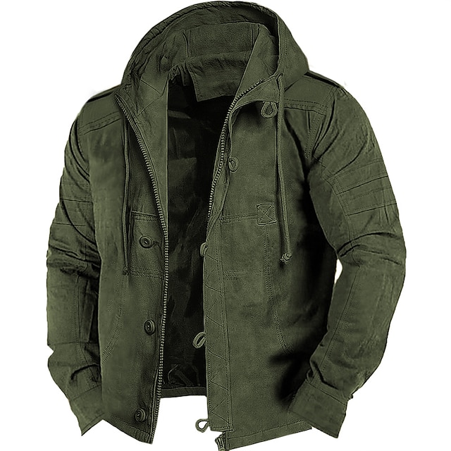 Men's Hoodie Full Zip Hoodie Sherpa Linend Black Army Green Khaki ...