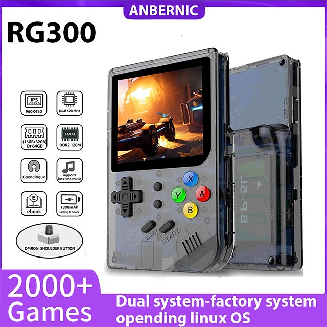  Anbernic RG300 Tony System Retro-Spiele-Player, Videospiel, 5.000 Spiele, integrierter 64 g tragbarer Spielekonsolen-Emulator, Geschenke, Weihnachtsgeburtstagsgeschenke für Freunde und Kinder