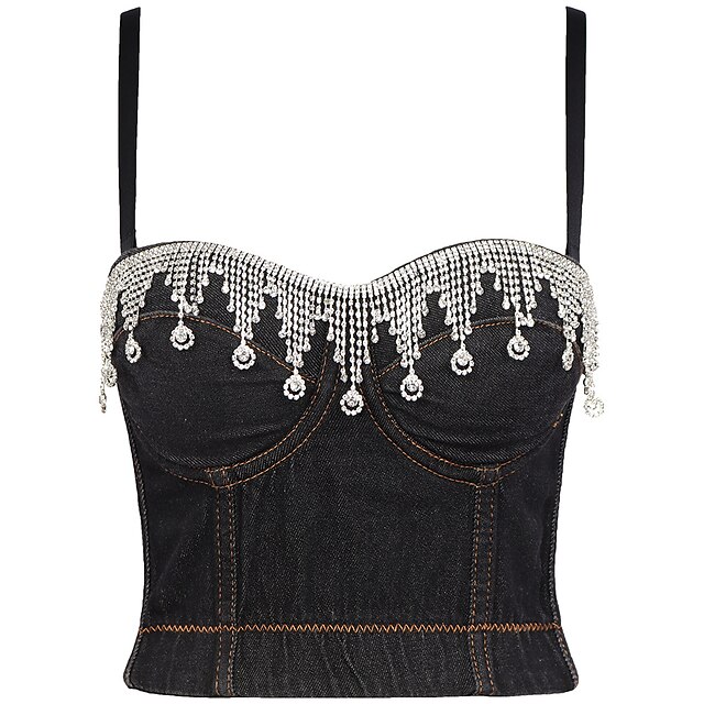  Sexy Y2K Year 2000 Corset Tube Top Tank Top Push Up Bra Bustier Crop Top Goth Girl Women's Hot Drilling Carnival Party Nightclub Clubwear Vest