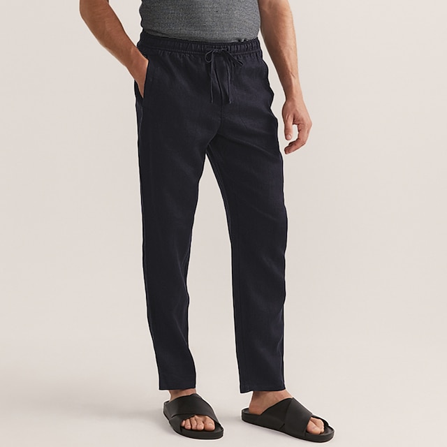 Herren Leinenhose - Gerades Bein mit verstellbarem Bund