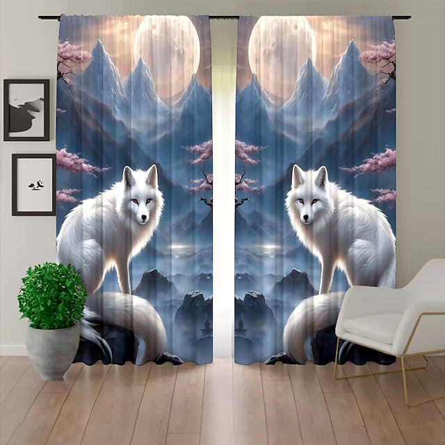  2 Panels Curtains For Living Room Bedroom, Wolf Curtain Drapes for Bedroom Door Kitchen Window Treatments Thermal Insulated Room Darkening