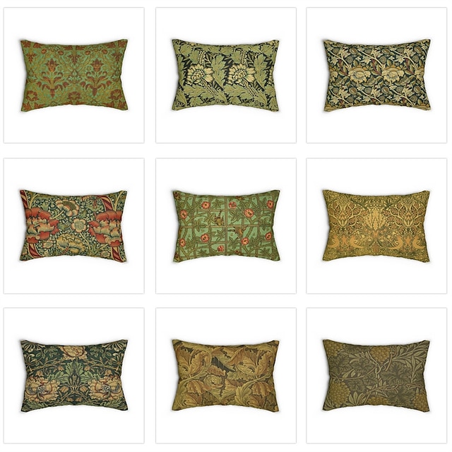  Plant Lumbar Pillow Decorative Toss Pillows Cover 1PC Soft Cushion Case Pillowcase for Bedroom Livingroom Sofa Couch Chair Inspired by William Morris
