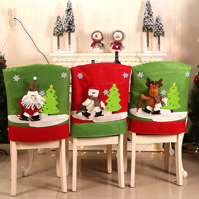  1 ks dárky dárky potah na opěradlo židle do jídelny, santa claus sněhulák sob potah na jídelní židle, potah na židle do kuchyně výzdoba hotelové dovolené
