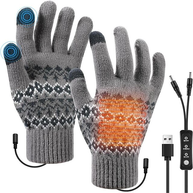  1 par de guantes calentados por usb para hombres y mujeres, guantes calefactores tejidos con pantalla táctil, guantes de punto más cálidos para manos, guantes cálidos para dedos para regalo de
