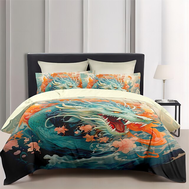 Wolf Cartoon Pattern Print Duvet Cover Bedding Set