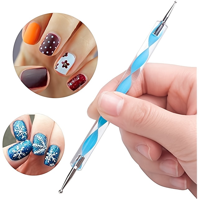  sätt prick pennverktyg nail art spets prickfärg manikyr kit präglingspenna för målning
