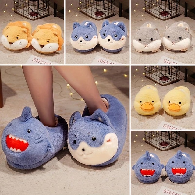 Women's Yellow Duck Plush Slippers, Cute Warm & Cozy Indoor Novelty Slippers, Home Non Slip Mute Slippers
