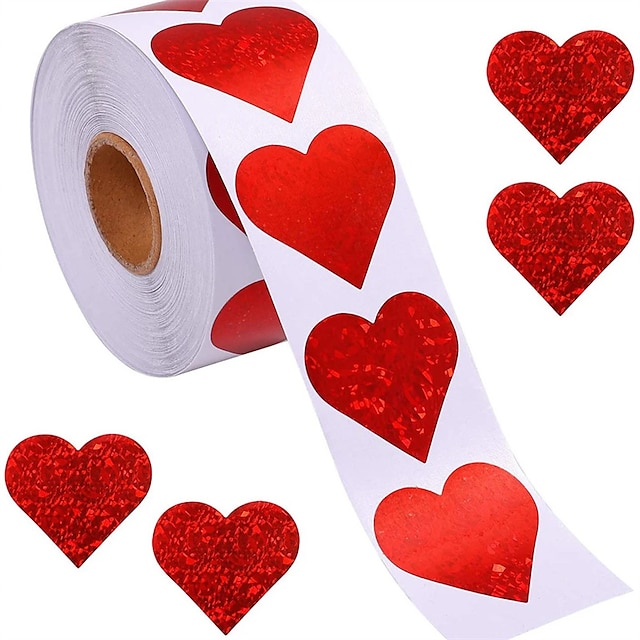  500 шт., блестящие наклейки в форме сердца, декоративные наклейки «Любовь Святого Валентина», украшения на день Святого Валентина, аксессуары
