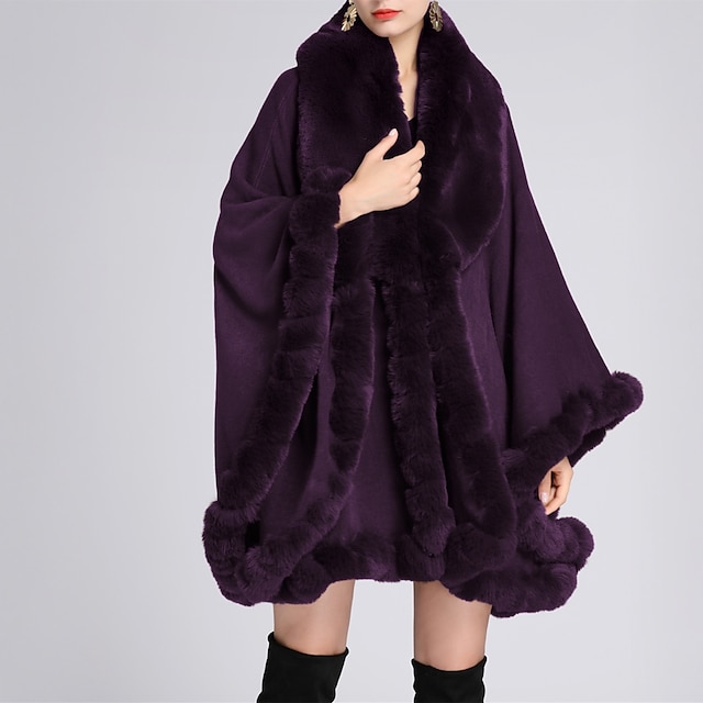 Women's Wrap Warm White Faux Fur Elegant Shawl
