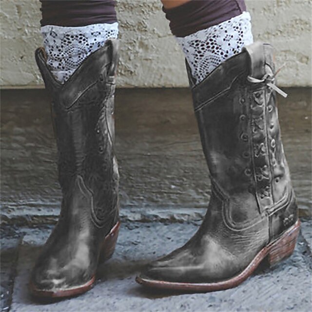 Women Retro Style Cowboy Boots
