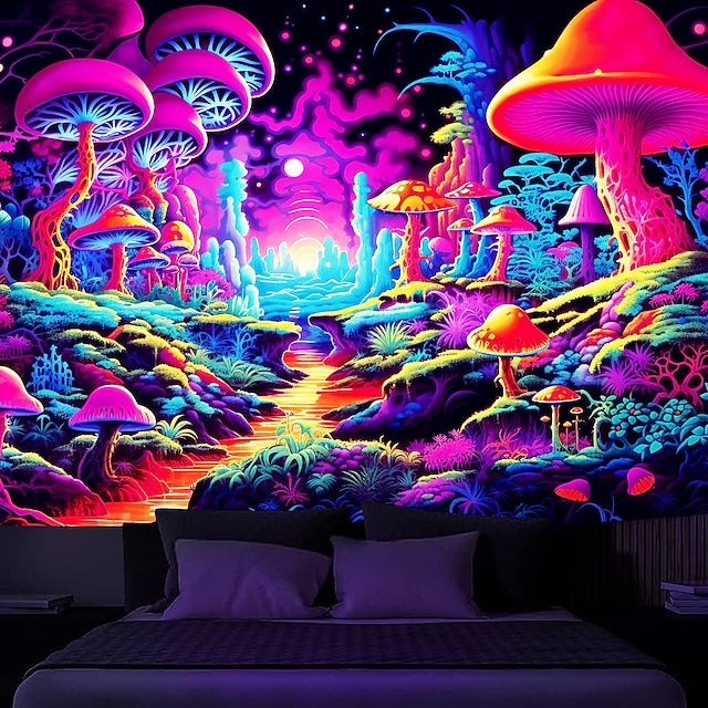 Blacklight Tapestry UV Reactive Glow in the Dark Glow Party Neon Trippy ...