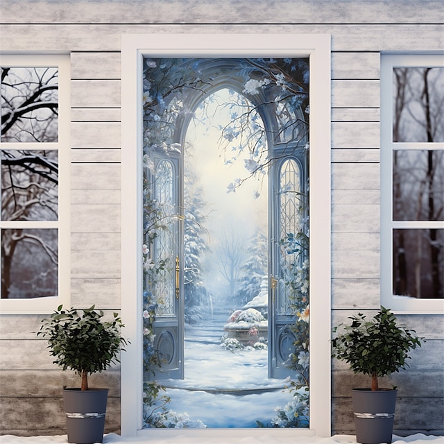  Gletsjerzicht deurhoezen deurtapijt deurgordijn decoratie achtergrond deur banner voor voordeur boerderij vakantie feest decor benodigdheden