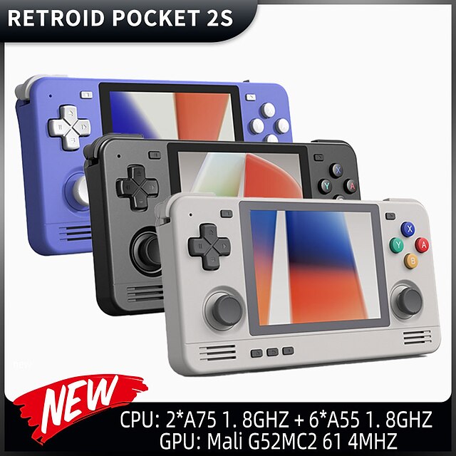  Retroid Pocket 2s 3,5-calowy przenośny odtwarzacz gier z ekranem dotykowym Android 11 4000 mah przenośna konsola do gier wideo Wi-Fi 3D kije do przedpokoju, świąteczne prezenty urodzinowe dla