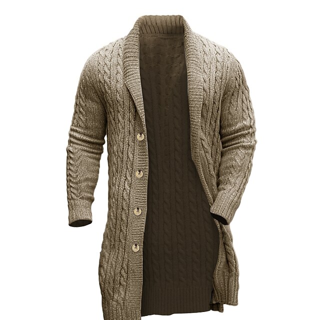  Homens Sueter Cardigan Cardigã Chunky Cabo Tricotar Túnica Abotoar Tecido Xale Aquecimento Contemporâneo Moderno Casual Roupa Diária Roupa Outono Inverno Preto Marron M L XL