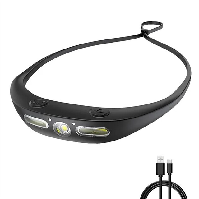  Lanterna de cabeça recarregável com sensor de led, bateria embutida, 5 modos de luz, tocha de cabeça, acampamento, pesca