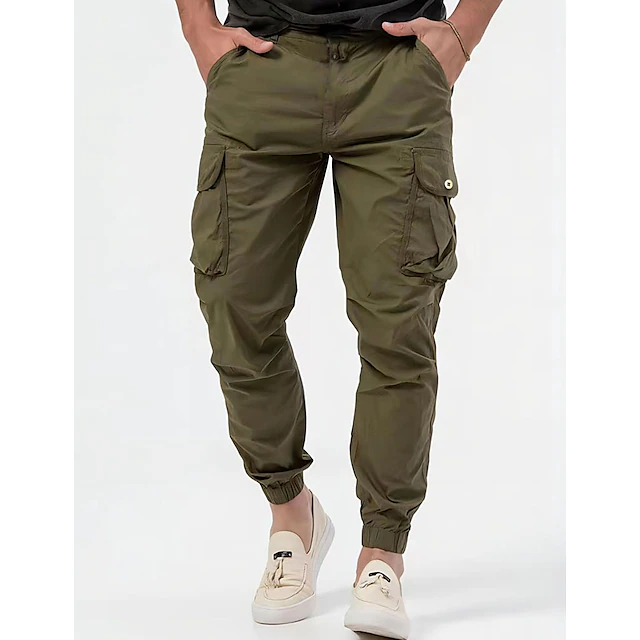 Men's Cargo Pants Cargo Trousers Pocket Plain Comfort Breathable Outdoor Daily Going out Fashion Casual Black Army Green 9