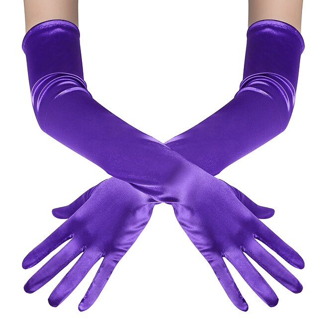Lystaii Lange Satin-Handschuhe, 40 Cm – Dehnbar, Ellenbogenlänge, Für Gatsby-Party, Hochzeit, Vintage