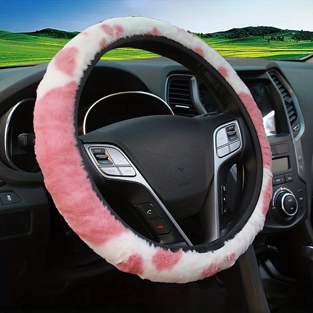  husa volan auto din pluș model vaca fără inel interior bandă elastică husă mâner mașină accesorii auto femei