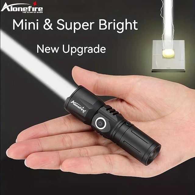  كشاف شعاع أبيض من Zoom، إضاءة لمسافات طويلة، مصباح يدوي صغير من النوع C USB قابل لإعادة الشحن، شعلة جيب محمولة للمنزل والخارج