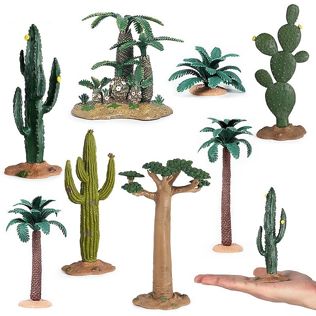  simulazione micropaesaggio tropicale cactus baobab albero cocco giardino roccioso albero pianta sabbia tavolo scena decorazione modello di albero