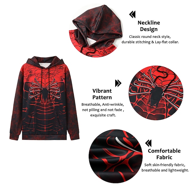 Men's Graphic Spiders Spider web Hoodie Hoodies Sweatshirt Fashion