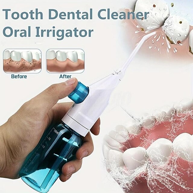  Irrigador oral de água, jato de água dental portátil, tanque de água de 80ml, limpador de dentes à prova d'água com conjunto de raspador de língua