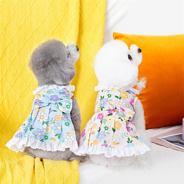  Dog Cat Dress Heart Adorable Sweet Outdoor Dailywear Dog Clothes Puppy Clothes Dog Outfits Soft Pink Green Costume for Girl and Boy Dog Polyester Cotton XS S M L XL