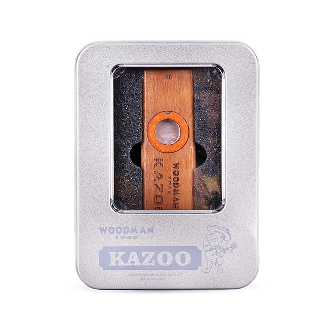  1 pièces en bois kazoo ukulélé partenaire de guitare harmonica en bois avec boîte en métal pour amateur de musique