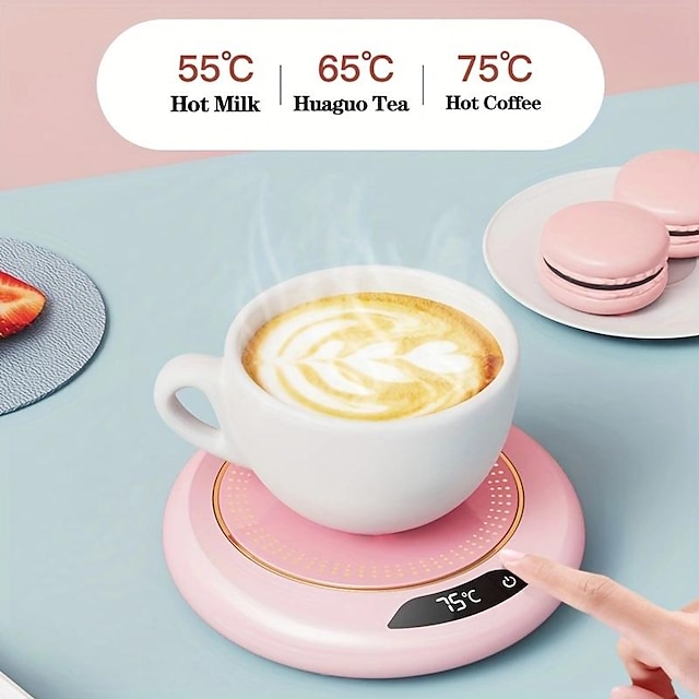  מחמם כוס קפה אינטליגנטי 1 יחיד עם תרמוסטט, תחתית ומתג כבידה - מושלם לקפה חם, תה, אספרסו, חלב ושעוות נרות - הפעלה/כיבוי אוטומטית - אידיאלי עבור שולחנות עבודה בבית ובמשרד
