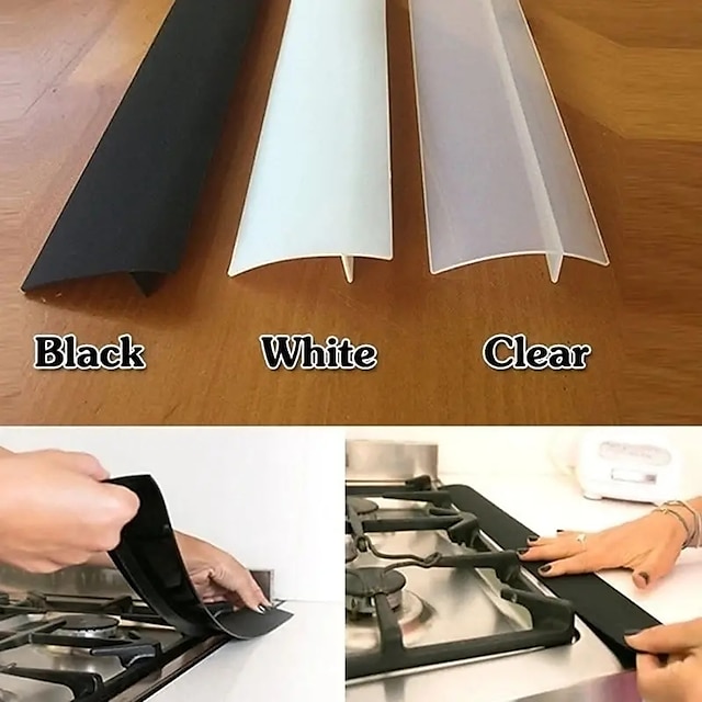  2pcs Silicone Stove Gap Cover Bathroom sink Kitchen Counter Gap Filler  HeatResistant Oven Gap Filler  Between Kitchen Appliances WashingMachine And Stovetop