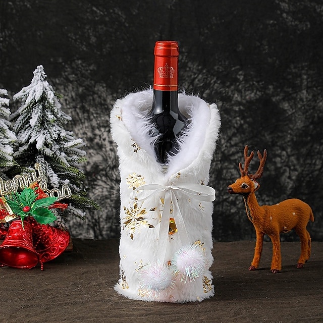  Christmas Decoration Wine Bottle Set (bottle Not Included), Restaurant Decoration, Champagne Red Wine Bag, Red Wine Set Champagne Snowflake Wine Bottle Packaging Bag Scene Decoration