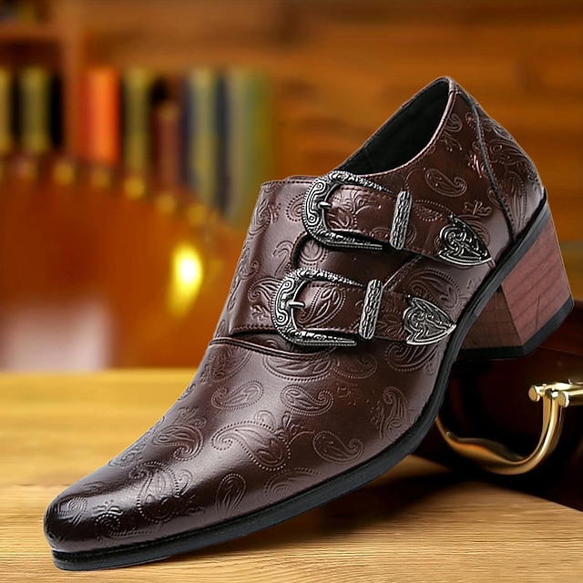  Bărbați Oxfords Retro Pantofi formali Pantofi de piele intoarsa Pantofi metalici Plimbare Epocă Clasic Casual Zilnic Petrecere și seară PU Augmentare Înălțime Loafer Negru Maro Toamnă