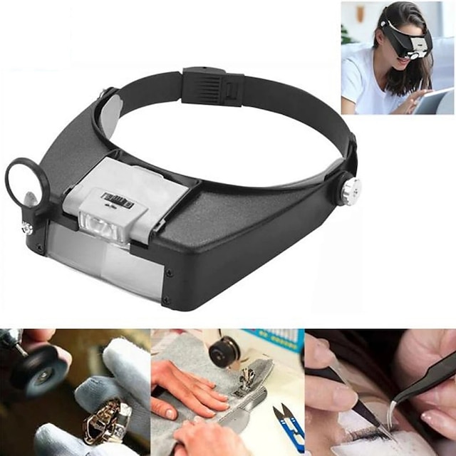  Headband Magnifier Led Light Head Lamp Magnifying Glass Jeweler Loupe With Led Lights 1.5X/3X/8.5X/10X